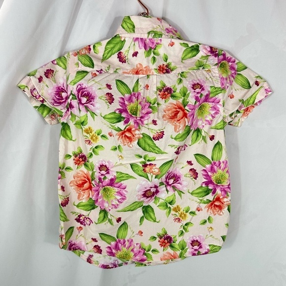 Janie and Jack purple and pink floral button down size 4 - Picture 4 of 6